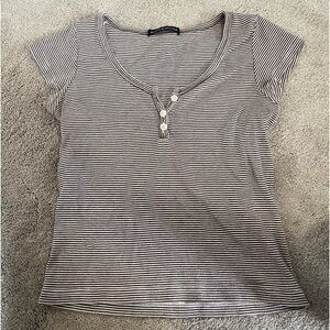 Brandy Mellvile Brown Stripe Top